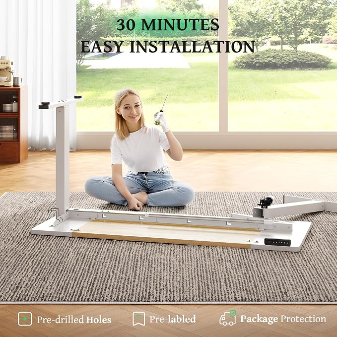 SIAGO Electric Standing Desk Adjustable - 55 x 24 Inch Sit Stand up Desk with 0.8 Inch Thick Tabletop - Adjustable Height Table with 3 Memory Preset, Cable Management for Home Office