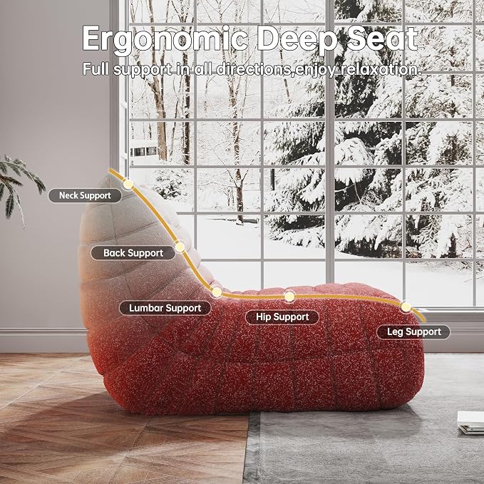WHGBJA Bean Bag Chair for Adults, Lazy Bean Bag Sofa for Bedroom, Living Room, Reading, Gaming Floor Sofa Chair, Boneless, Comfy