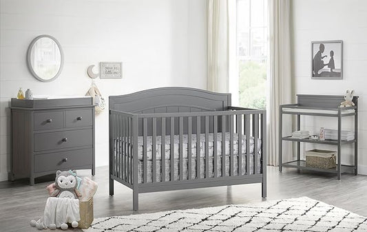 Oxford Baby North Bay 4-in-1 Convertible Baby Crib, Dove Gray, GreenGuard Gold Certified