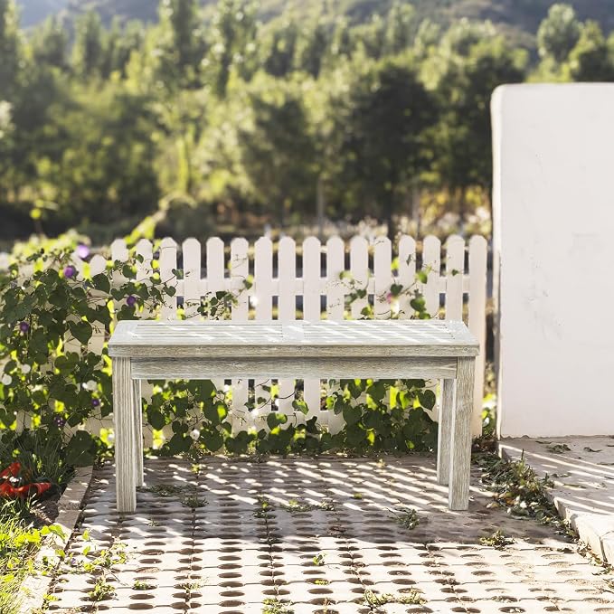 VINGLI Outdoor Wooden Bench, 40” Porch Bench Outdoor Backless Garden Bench, Small Outdoor Bench for Deck Patio Entryway (Grey, 40in)