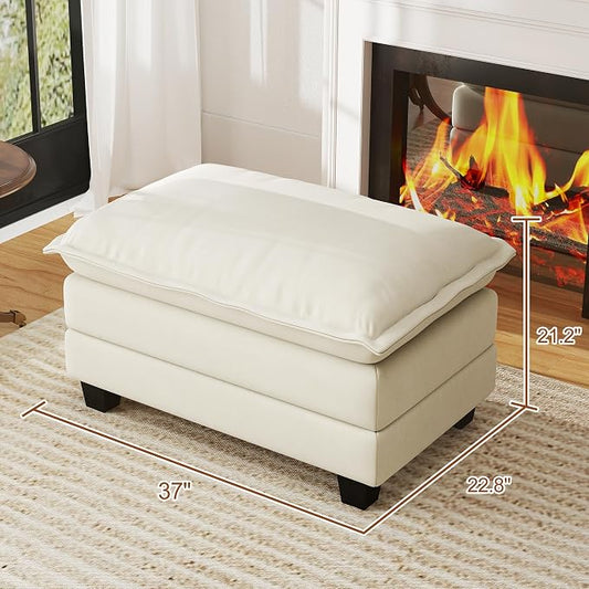 WorthFurni Cloud Couch Ottoman Modular Sectional Sofa, Comfy Deep Seat Cushion for Apartment Living Room Bedroom (Beige)