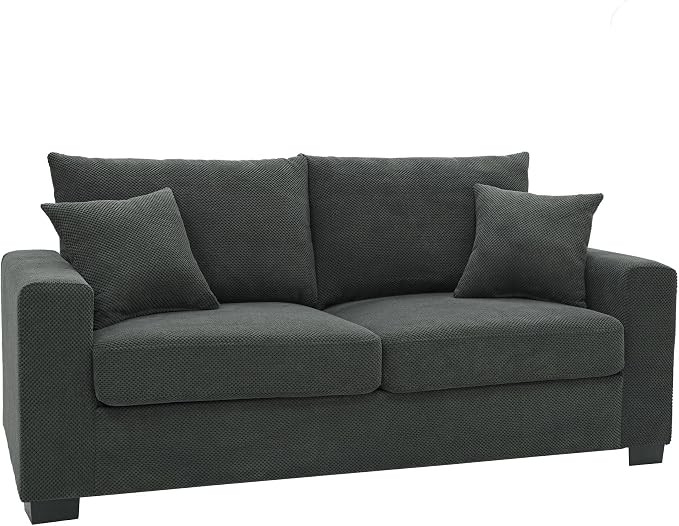 Ball & Cast 69" Loveseat Sofa, Modern Love Seat Couches for Living Room,Upholstered 2 Seater Small Couch with Throw Pillows for Bedroom,Apartment,Office,Easy Assembly,Dark Grey