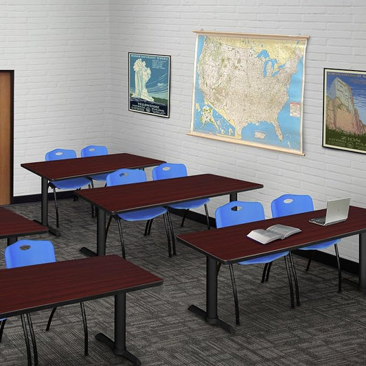 Romig Pillar 66 x 24 in. Steel T-Base Training Seminar Table- Mahogany