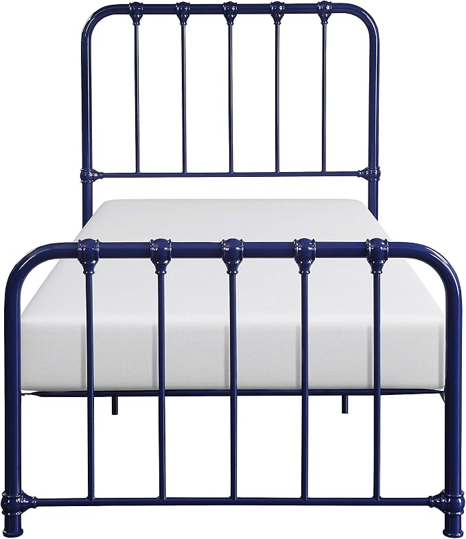 Lexicon Twin Metal Bed Frame, Platform Bed with Strong Metal Slat Support Under Bed Storage, Twin Bed Frame with Headboard, No Box Spring Needed, Easy Assembly, Twin, Navy Blue