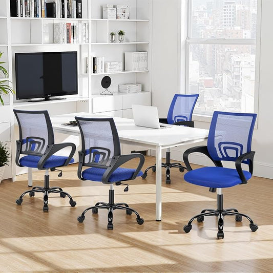 BestOffice Office Chair Ergonomic Cheap Desk Chair Mesh Computer Chair Lumbar Support Modern Executive Adjustable Stool Rolling Swivel Chair for Back Pain (Blue)