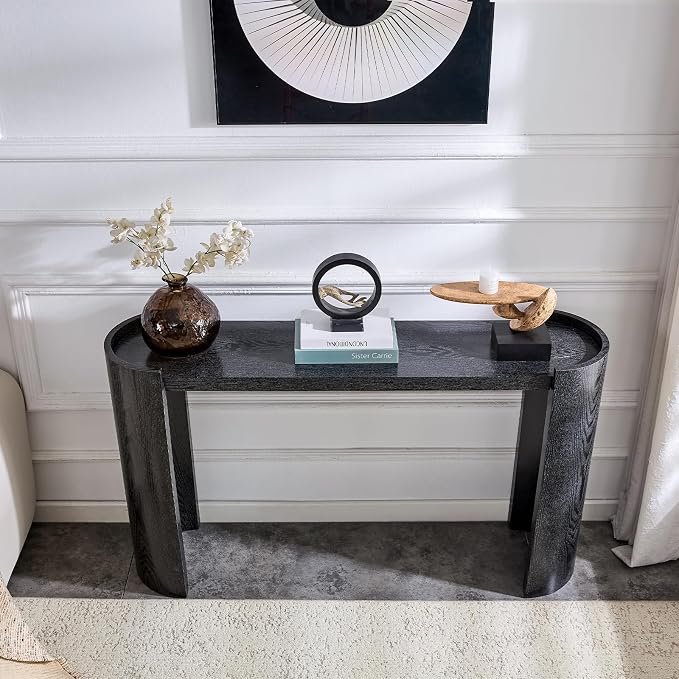 LKTART 53" Black Console Table for Entryway, Couch Tables Behind Sofa, Space-Saving Wooden Entry Foyer Hallway Table, Modern Console Sofa Tables for Hallway Organization