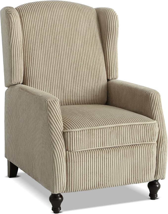 Wingback Recliner Chair with Massage and Heat, Tufted PU Leather Push Back Arm Chair for Living Room Vintage Recliner Chair with Remote Control, Padded Cushion, Backrest