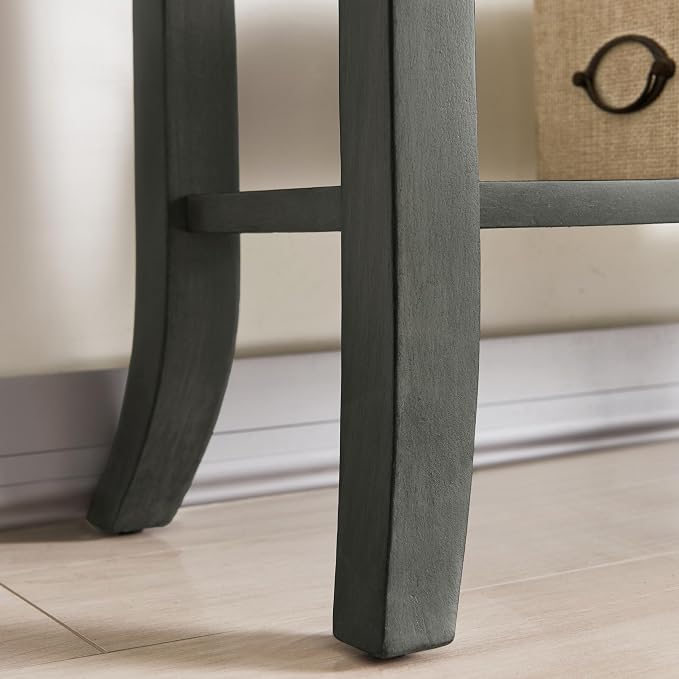 Topol Tray Edge Solid Wood Console Table with Drawer and Shelf, Smoke Gray Wash, Perfect for Entryways, Hallways, and Living Rooms – Leick Home, 10127-GR