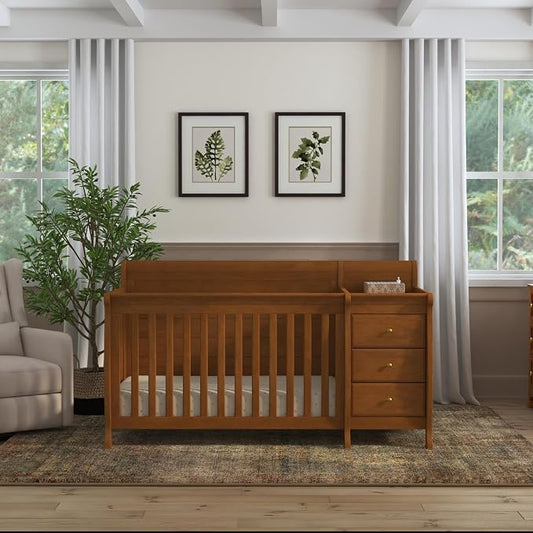 Davinci Kalani 4-in-1 Convertible Crib & Changer Combo, Chestnut | GREENGUARD Gold Certified, Converts to Toddler Bed, Daybed & Full-Size Bed, 4 Adjustable Mattress Heights, Easy to Assemble