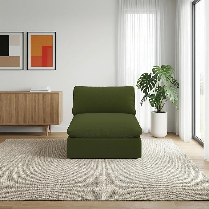 Modular Sectional Sofa,Extra Comfty Deep-Seat-Filled Couch,Green Modern Couches for Living Room,Apartment,Office,Small Space