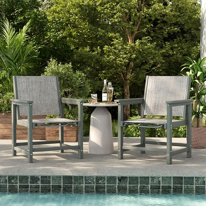 UDPATIO HDPE Dining Table Set for 6, Heavy Duty Extra-Wide Outdoor Table and Chairs with 360 lb Load Capacity, Easy to Assembly, All-Weather Patio Furniture for Pool, Garden, Backyard, Kitchen