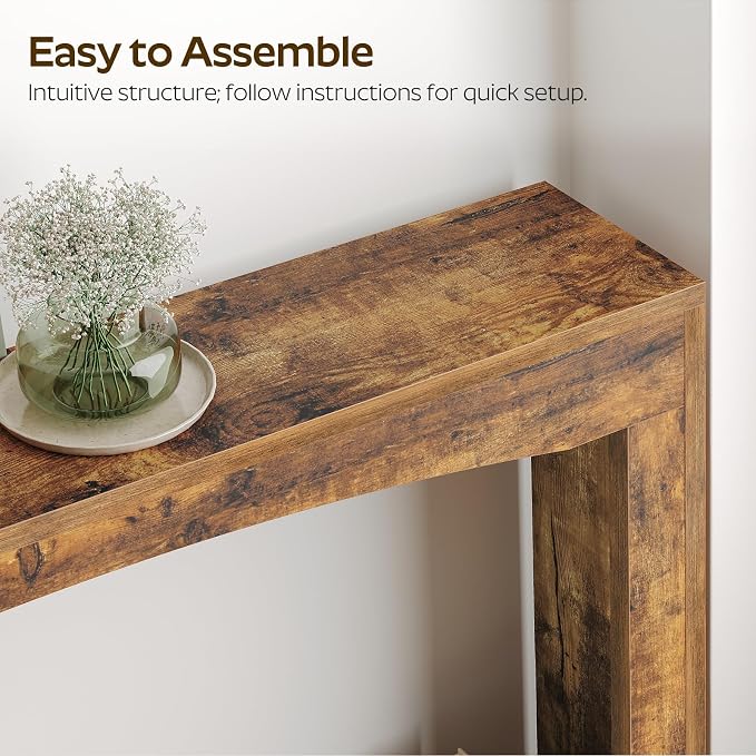 YATINEY Narrow Console Table, 5.9'' Thin Entryway Table, Behind Couch Table for Small Spaces, Small Farmhouse Hallway Table, for Living Room, Hallway, Foyer, Rustic Brown CT19RR