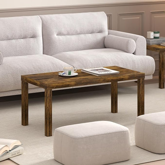 Furinno Classic Coffee Table, Modern Rectangle Printer Stand, Amber Pine | 1.8" Triple Thick Tabletop, Toolless Assembly, Side Table, for Living Room, Home Office