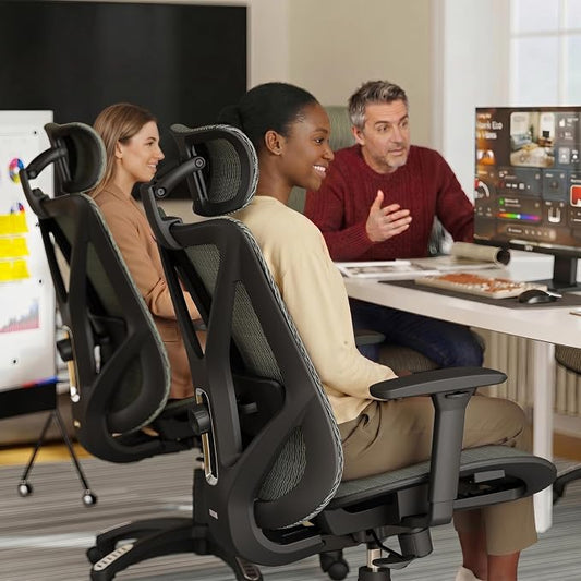 ELABEST T23 Ergonomic Mesh Office Chair, High Back Computer Desk Chair, Breathable AirMesh with Dual-Move Lumbar Support, 3D Armrests & Headrest, Tilt Lock, Big and Tall for Home Office((Eucalyptus)