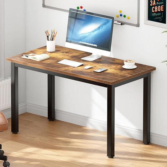 DlandHome Small Computer Desk for Home Office Activity Table Writing Table for Small Spaces Study Table Student Laptop Desk (39 inch, Retro)