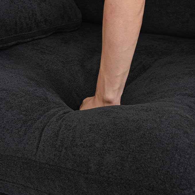 Cloud Couch Modular Sectional Sofa with 2 Storage Ottomans,160.6" U Shaped Sofa Couch,6 Seater Minimalist Wide Deep Seat Convertible Couches, Covers Washable&Replaceable,Black