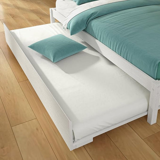 Grain & Grove Bear Twin Over Full Bunk Bed with Storage Drawers, Sturdy Bunk Bed Frame for Kids, Plywood Bunk with Ladder, Guardrail, and Slats, No Box Spring Required, Brushed White