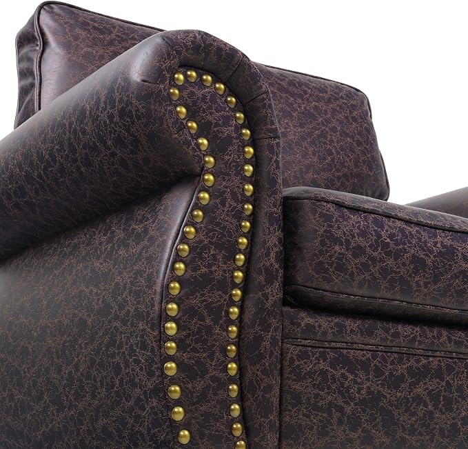 Couchus Living Room Furniture Sets,Sofa Sets and Couch Sets for Living Room,Mid-Century Vintage Sofa Couches with Rivet Design (Brown, Loveseat+3 Seater)