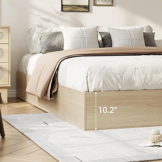 GarveeHome California King Wood Platform Bed Frame with 2 Storage Drawers, Wooden Bed Frame Without Headboard, Wood Slat Support, No Box Spring Needed, Easy Assembly