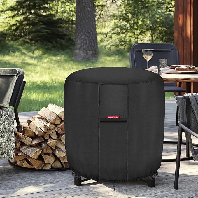 Porch Shield Fire Pit Cover Waterproof Outdoor 600D Round Firepit Cover for Ikuby Globe Fire Ball - 36" D x 34" H, Black