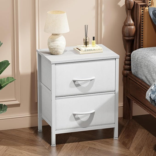 Sweetcrispy Nightstand Set of 2 with 2 Storage Drawers, 20" Height Small Bed Side Furniture End Table, Wooden Top Fabric Cabinet Kids Mini Dresser for Bedroom, Closet, Entryway, College Dorm | 20" Height End Table, Wooden Top Fabric Cabinet for Bedroom...