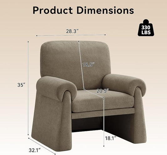 Accent Chairs Set of 2, Modern Living Room Chairs, Comfy Single Sofa Chair with Thick Cushion and Armrests, Upholstered Reading Club Chair, Arm Chair for Living Room Bedroom, Grey