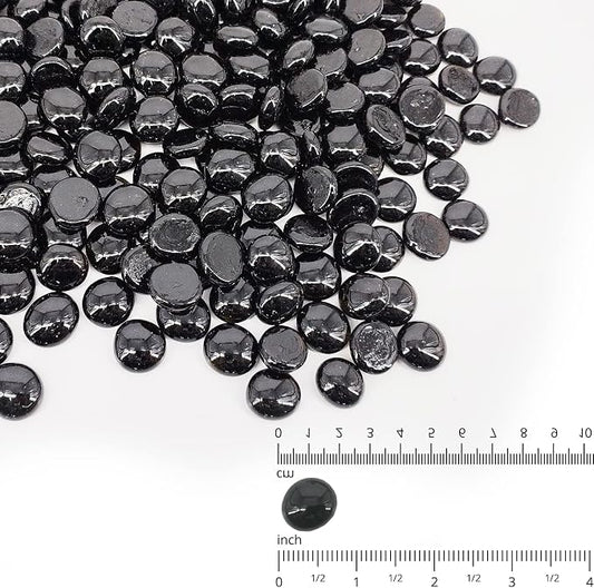 10 Pound Fire Pit Glass 3/4 Inch Reflective Round Fire Glass Drops Beads Rocks for Natural or Propane Fire Pit and Landscaping Onyx Black
