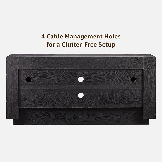 OKD Modern 70" TV Stand, Entertainment Center for TVs Up to 80", Media Console with Large Open Storage & Side Cabinets, Thick Wood Design for Living Room, Black Oak