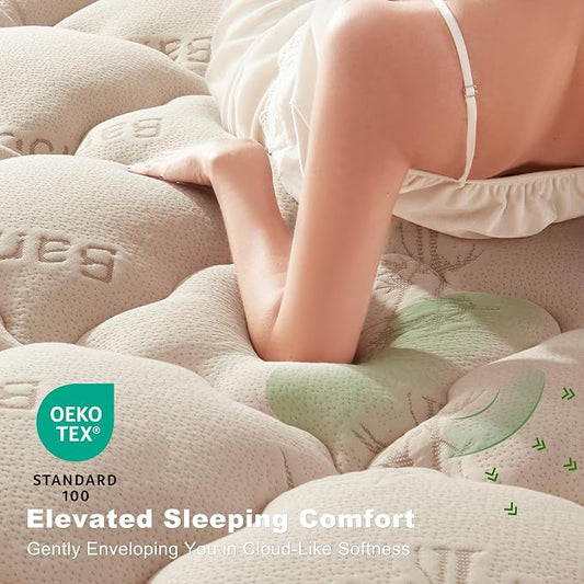 BEDLORE California King Mattress Topper Viscose Derived from Bamboo, Thick Pillow Top Mattress Pad with Stretchable Pockets for 6"-18" Mattress, Soft Mattress Topper for Back Pain Relief(Beige)
