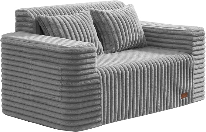 ZurNesfure Sofa Couch Cloud Loveseat, Memory Foam Couch with Pillow No Assembly Need, Modern Couch with deep seat and Washable Cover Boneless Sofas for Living Room Bedroom Apartment (Grey,Loveseat)