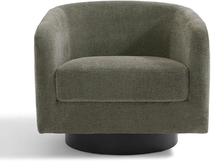 Swivel Accent Chairs Set of 2, Chenille Barrel Chair Upholstered Armchair for Living Room, Modern Round Arm Chair Small Single Sofa Bedroom Reading Seat - Tan