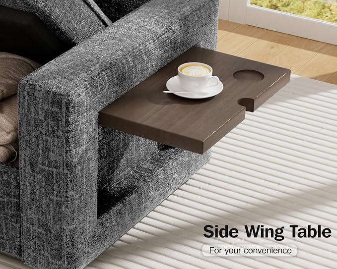 Vipbear 8 Seat U Shaped Modular Sectional Sleeper Sofa with Pull Out Bed/Reclining Backrest/USB Ports/Table/LED Light/Storage Seat, Sectional Sleeper Couch, Tool-Free Assembly, Chenille Dark Grey