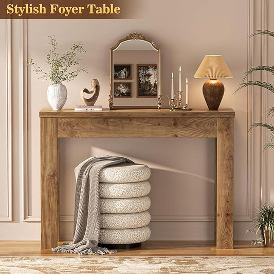 Armocity Console Table, Small Farmhouse Wood Entryway Table, Sofa Tables Narrow Long Behind Couch, Entry Table for Entrance, Hallway, Living Room, 32", Brown Oak