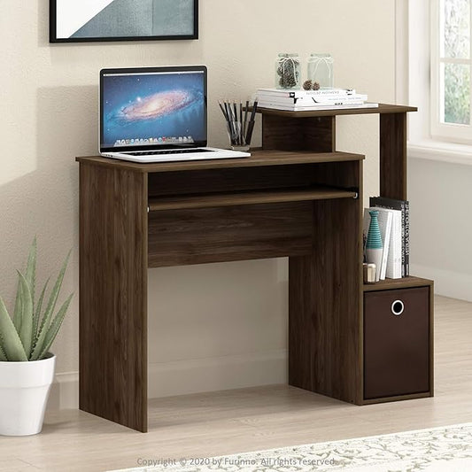 Furinno Econ Multipurpose Home Office Computer Writing Desk, Columbia Walnut/Dark Brown, 15.8"D x 39.4"W x 34.09"H