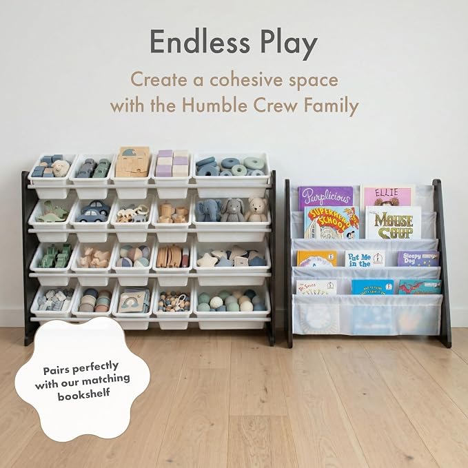 Humble Crew Toy Storage Organizer with 20 Removable Storage Bins for Kids Playroom, 4-Tier Toddler Toy Organization and Storage, Espresso/White