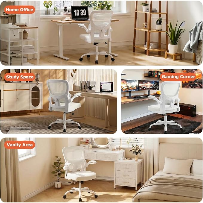 AreShark Office Chair Ergonomic Desk Chairs with Adjustable Lumbar Support, High Back Breathable Mesh Chair with Wheels& Flip-up Armrests,Rolling Swivel Comfy Task Computer Chair for Home Work Gaming