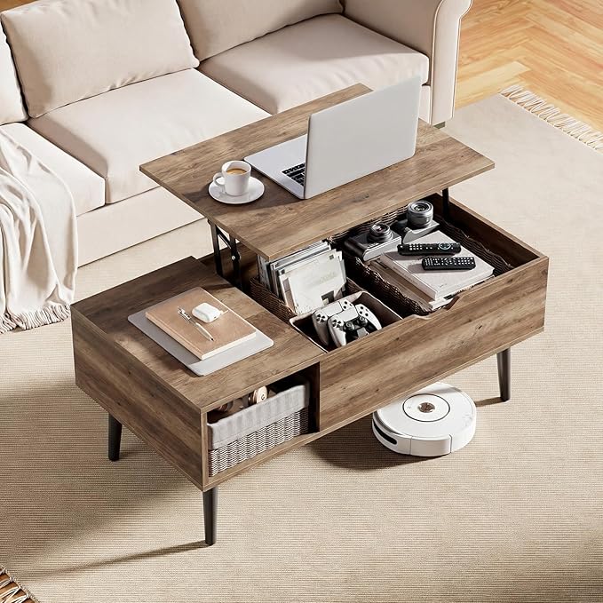 OLIXIS Lift Top Coffee Table with Hidden Storage for Living Room