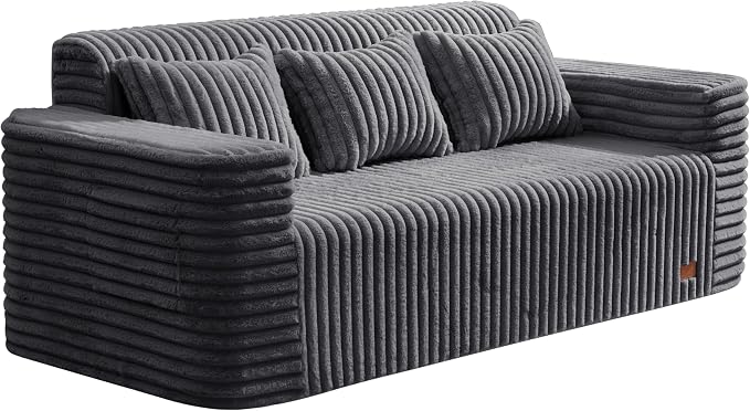 ZurNesfure Sofa Couch Cloud 3-seater Memory Foam Couch with Pillow No Assembly Required, Modern Couch with Removable Washable Cover Boneless Sofas for Living Room Bedroom Apartment (Darkgrey,3-Seater)