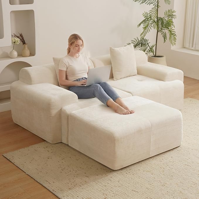 35.4" Foam Filled, No Assembly Required, Suitable for Living Room, Home and Bedroom, for Boneless Sofa, Beige