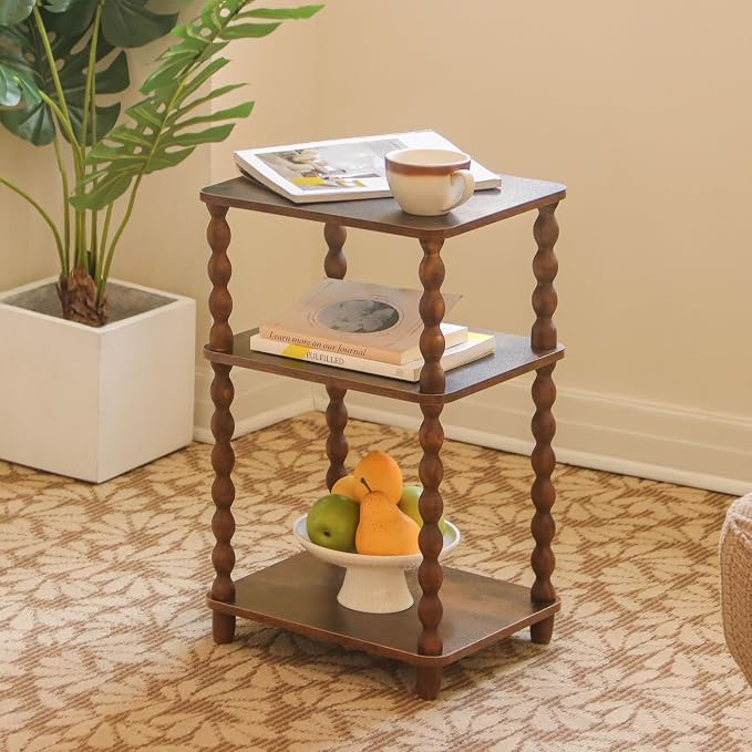 Fultyle Side Table, Small End Table with Storage Shelf, Modern Bedside Table Night Stand for Living Room, Bedroom, Office and Small Spaces (Rustic Brown)
