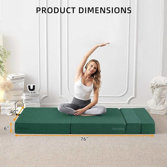 FILUXE Folding Sofa Bed | Convertible Sleeper Chair Bed for Adults, Fold Out Chair to Bed Linen Futon Chair with Pillow, for Home Dorm Apartment RV Living Room, Standard Size,Dark Green