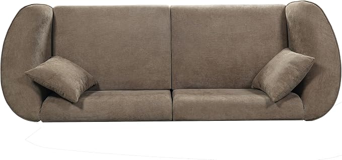 Merax 87" Curved Sofa Comfy Contemporary Upholstered Loveseat with Extra Deep Seats for Living Room Apartment Office, Brown