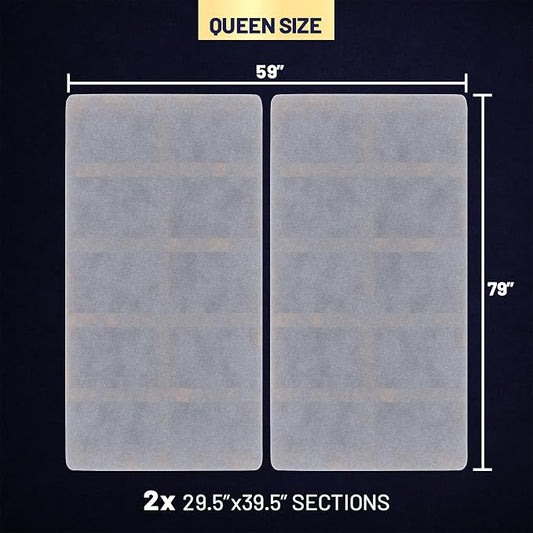 1.5" Split Wood Bunkie Board Queen Size Bed, Under Mattress Support, Fully Assembled, Fabric Ventilation Cover-Replaces Wooden Slats or Box Spring for Bed Frames