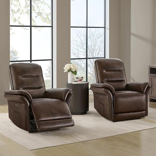 KISLOT Power Recliner Chair with Adjustable Headrest and Footrest, Dual Motor Leather Reclining Chair with USB/Type-C Charging, Zero Gravity Modern Electric Recliner for Adults Living Room Bedroom