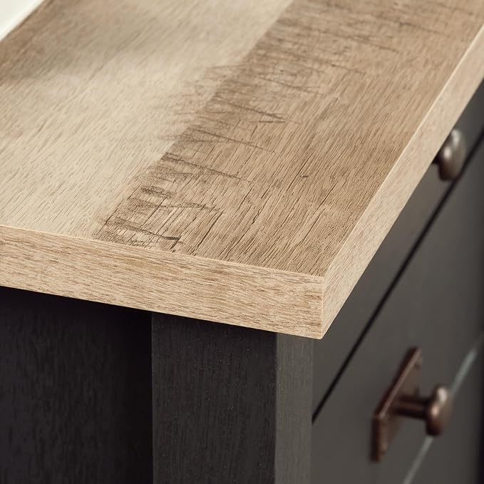 Sauder Cottage Road L Shaped Desk Computer Desk with Drawers, Home Office Desk with Optional File Cabinet Storage, Cable Management, in Raven Oak Finish