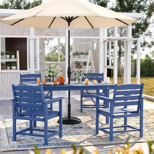 UDPATIO HDPE Patio Dining Chairs of 4, Heavy Duty Extra-Wide Outdoor Chairs with 360 lb Load Capacity, Easy to Assembly, All-Weather Seating for Patio, Pool, Garden, Backyard
