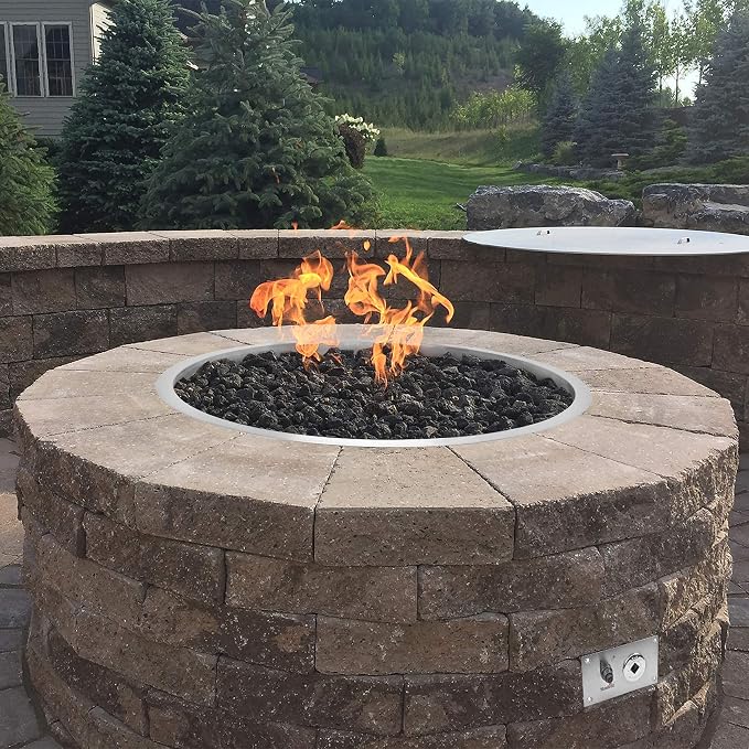 Stanbroil 19 InchDrop-in Round Fire Pit Kit with Spark Ignition,304 Stainless Steel Gas Fire Pit for Outdoor DIY Firepit - Natural Gas Version