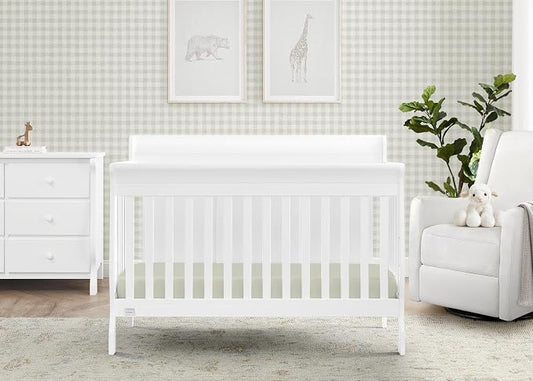 Simmons Kids Carter 6-in-1 Convertible Crib - Greenguard Gold Certified, Bianca White