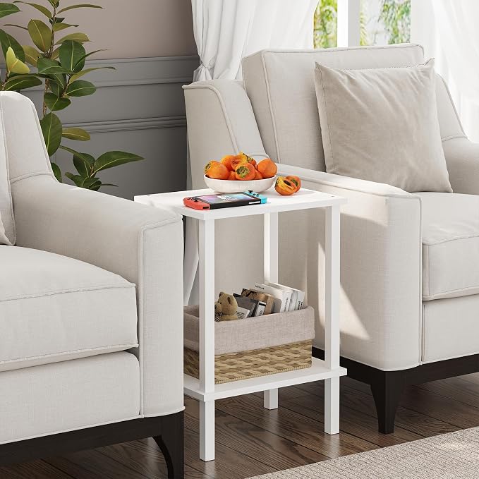 TUTOTAK End Table, Side Table, Nightstand, 2-Tier Storage Shelf, Sofa Side Table for Small Space, Living Room, Bed Room V1TB01BW034