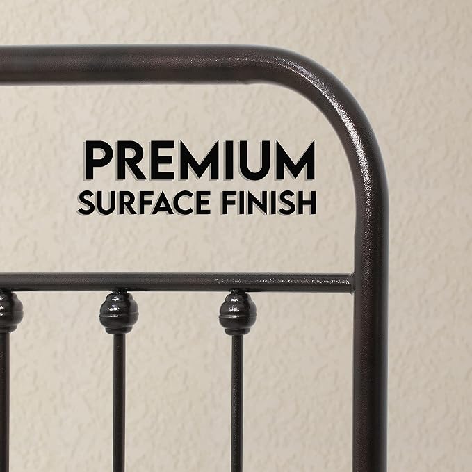 Golden Gate Beds Vintage Wrought Iron BedFrame with Classic Metal Platform Base, Headboard and Footboard, No Box Spring Needed, Easy Assembly, Mattress Base, Noise-Free, Sleek Brown Finish - Twin Size